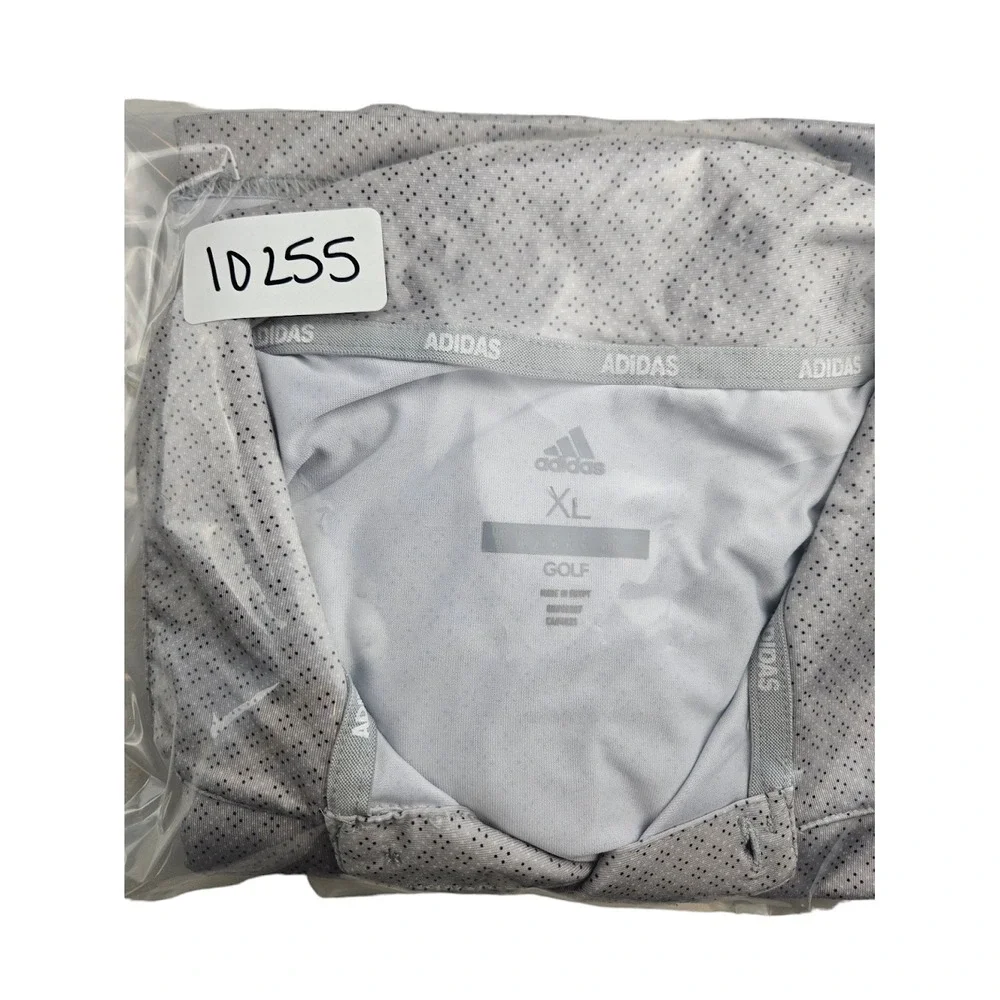 Adidas Mens XL Gray Short Sleeve All Over Geometric‎ Print Stretch Golf Polo